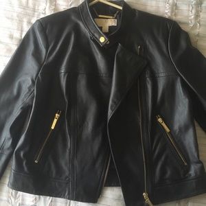 Michael Kors Black Leather Sportswear Jacket